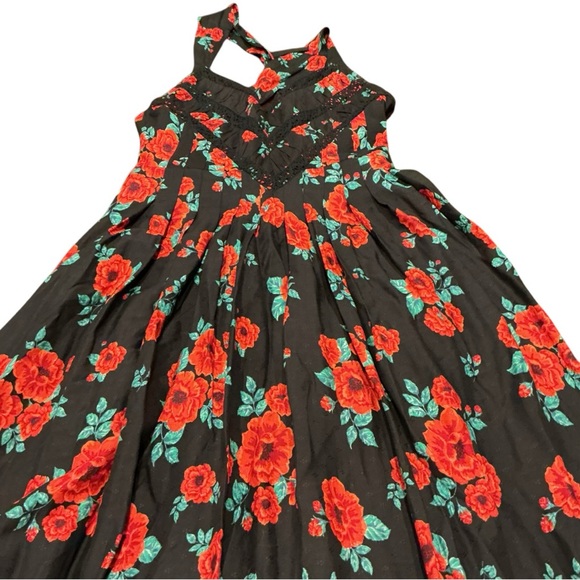 Free People Black Floral Maxi Dress Boho Sleeveless Pockets Size S - Picture 12 of 12